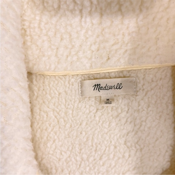 Madewell Fleece Pullover Sweatshirt Sz Medium Cream - Picture 8 of 9
